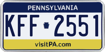 PA license plate KFF2551
