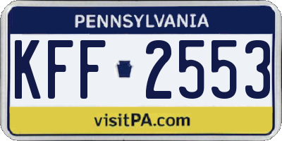 PA license plate KFF2553
