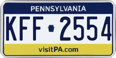 PA license plate KFF2554