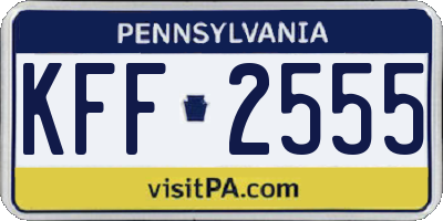 PA license plate KFF2555