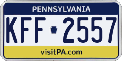 PA license plate KFF2557
