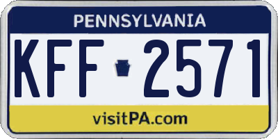 PA license plate KFF2571