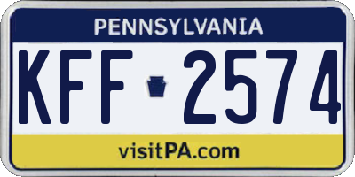 PA license plate KFF2574
