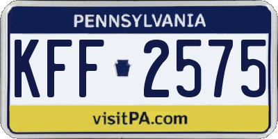 PA license plate KFF2575