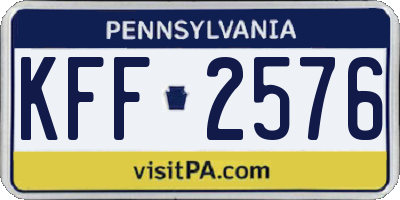 PA license plate KFF2576