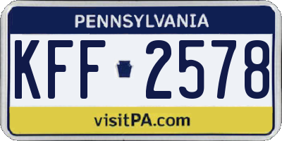 PA license plate KFF2578