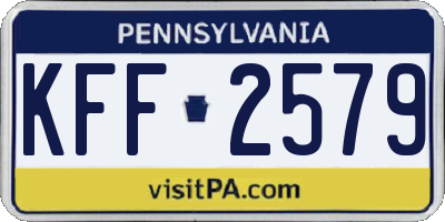 PA license plate KFF2579