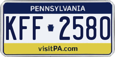 PA license plate KFF2580
