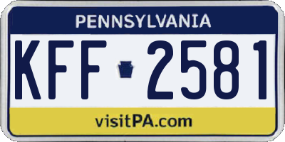 PA license plate KFF2581