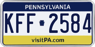 PA license plate KFF2584