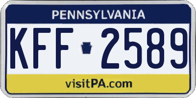 PA license plate KFF2589