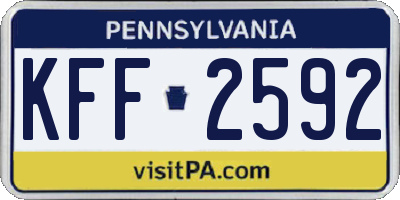 PA license plate KFF2592