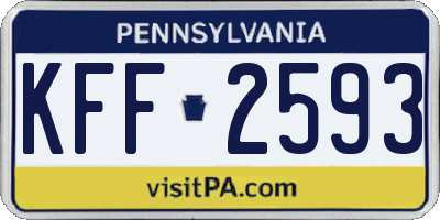 PA license plate KFF2593
