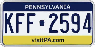 PA license plate KFF2594