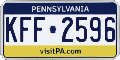 PA license plate KFF2596