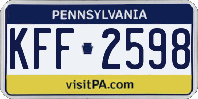 PA license plate KFF2598