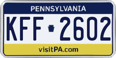 PA license plate KFF2602