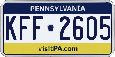 PA license plate KFF2605