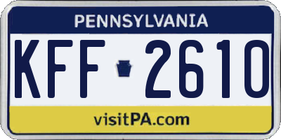 PA license plate KFF2610