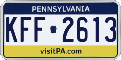 PA license plate KFF2613