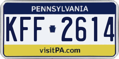 PA license plate KFF2614