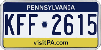 PA license plate KFF2615