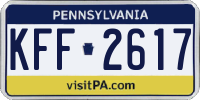 PA license plate KFF2617