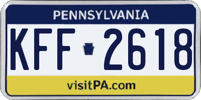 PA license plate KFF2618