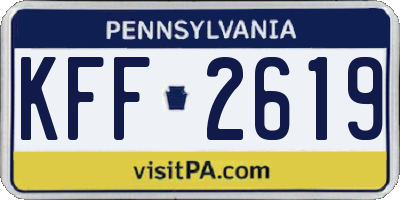 PA license plate KFF2619
