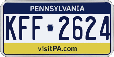 PA license plate KFF2624