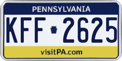 PA license plate KFF2625