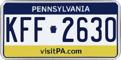 PA license plate KFF2630