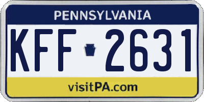 PA license plate KFF2631