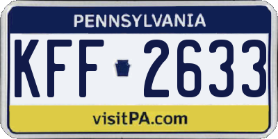 PA license plate KFF2633