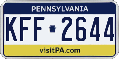 PA license plate KFF2644