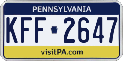 PA license plate KFF2647