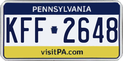 PA license plate KFF2648