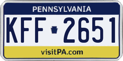 PA license plate KFF2651