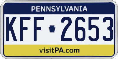 PA license plate KFF2653