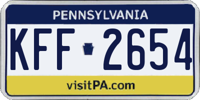 PA license plate KFF2654