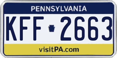 PA license plate KFF2663