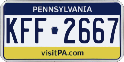 PA license plate KFF2667
