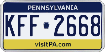 PA license plate KFF2668