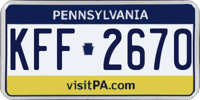PA license plate KFF2670