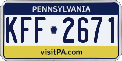 PA license plate KFF2671