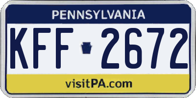 PA license plate KFF2672