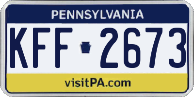 PA license plate KFF2673