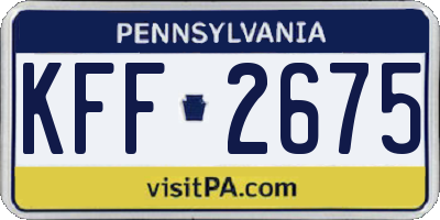 PA license plate KFF2675