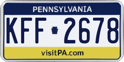 PA license plate KFF2678