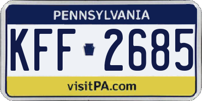 PA license plate KFF2685